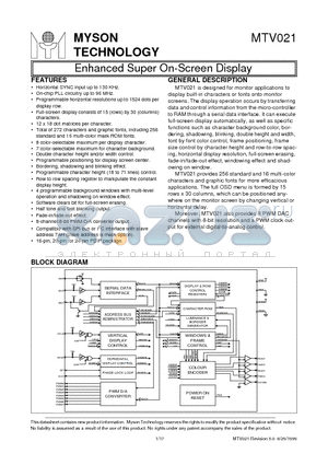 MTV021N20 datasheet - Enhanced Super On-Screen Display