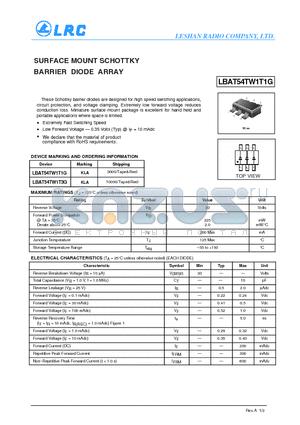 LBAT54TW1T1G datasheet - SURFACE MOUNT SCHOTTKY BARRIER DIODE ARRAY