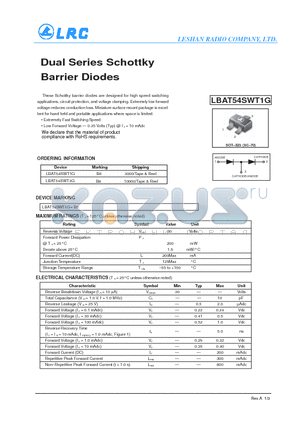LBAT54SWT1G_11 datasheet - Dual Series Schottky Barrier Diodes Extremely Fast Switching Speed
