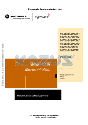 MC68HLC908QY4 datasheet - Microcontrollers