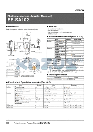 EE-SA102 datasheet - Photomicrosensor (Actuator Mounted)