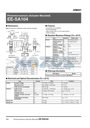 EE-SA104 datasheet - Photomicrosensor (Actuator Mounted)