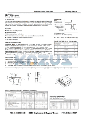 MKT050 datasheet - Film Capacitors