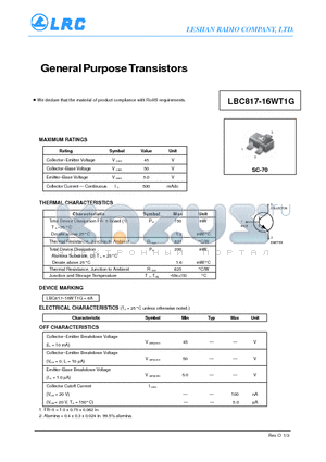 LBC817-16WT1G datasheet - General Purpose Transistors product compliance