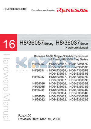 HD64336034 datasheet - Renesas 16-Bit Single-Chip Microcomputer H8 Family/H8/300H Tiny Series