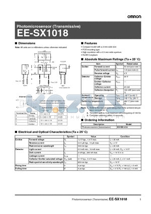 EE-SX1018 datasheet - Photomicrosensor (Transmissive)