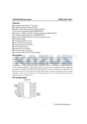 GMS97C1051-D datasheet - 8-Bit CMOS Microcontorller