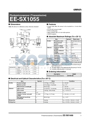 EE-SX1055 datasheet - Photomicrosensor (Transmissive)