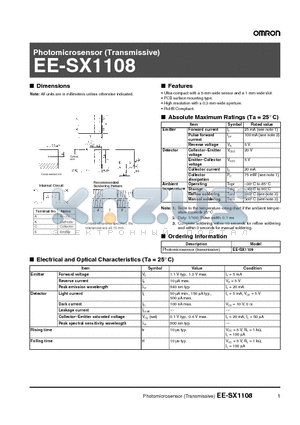 EE-SX1108 datasheet - Photomicrosensor (Transmissive)