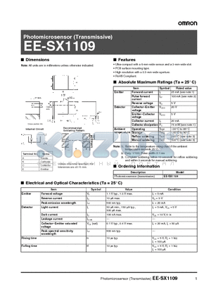 EE-SX1109 datasheet - Photomicrosensor (Transmissive)