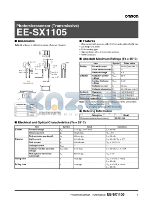EE-SX1105 datasheet - Photomicrosensor (Transmissive)