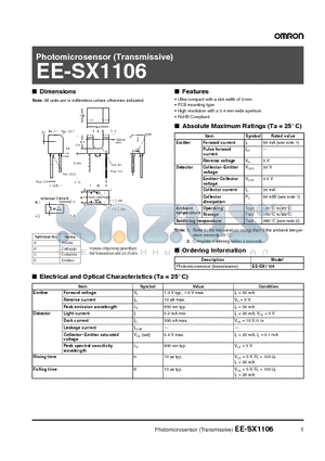 EE-SX1106 datasheet - Photomicrosensor (Transmissive)