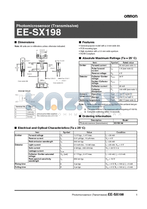 EE-SX198 datasheet - Photomicrosensor (Transmissive)