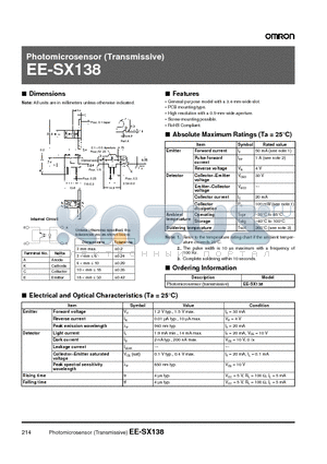 EE-SX138 datasheet - Photomicrosensor (Transmissive)