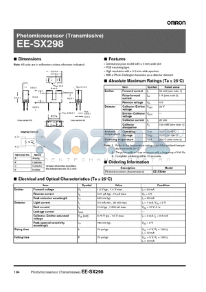 EE-SX298 datasheet - Photomicrosensor (Transmissive)