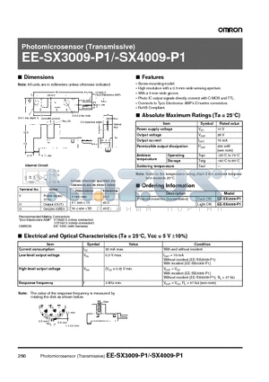 EE-SX3009-P1 datasheet - Photomicrosensor (Transmissive)