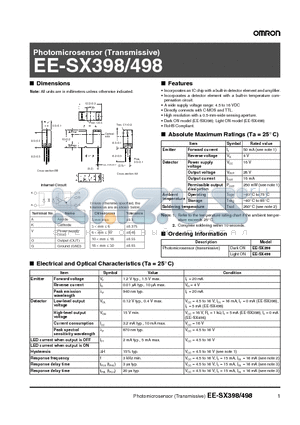 EE-SX398 datasheet - Photomicrosensor (Transmissive)
