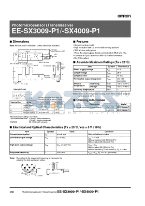EE-SX4009-P1 datasheet - Photomicrosensor (Transmissive)