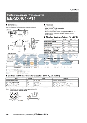 EE-SX461-P11 datasheet - Photomicrosensor (Transmissive)