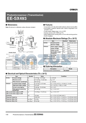 EE-SX493_1 datasheet - Photomicrosensor (Transmissive)