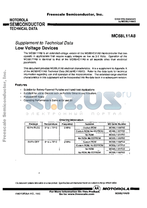 MC68L11A8 datasheet - Low Voltage Devices