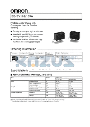 EE-SY169 datasheet - Phototransistor Output with Convergent Lens for Precise Sensing