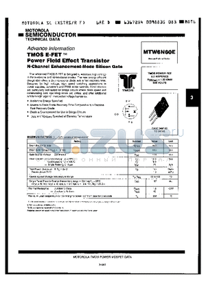 MTW6N60E datasheet - Power Field Effect Transistor N-Channel Enhancement-Mode Silicon Gate