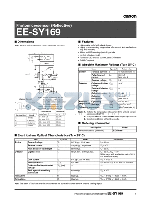 EE-SY169 datasheet - Photomicrosensor (Reflective)