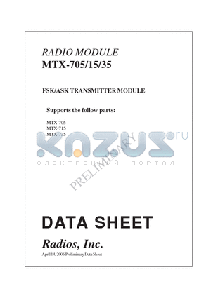 MTX-705 datasheet - FSK/ASK TRANSMITTER MODULE