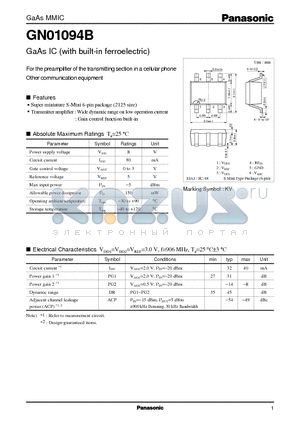 GN01094B datasheet - GaAs IC (with built-in ferroelectric)