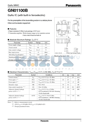 GN01100B datasheet - GaAs IC (with built-in ferroelectric)