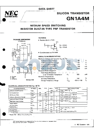 GN1A4M datasheet - MEDIUM SPEED SWITCHING RESISTOR BUILT-IN TYPE PNP TRANSISTOR