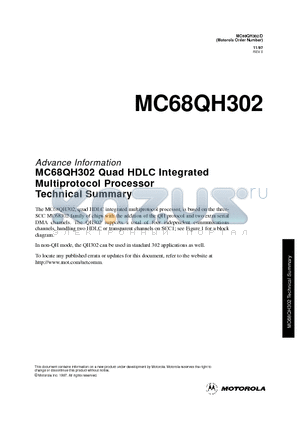 MC68QH302PV20 datasheet - Quad HDLC Integrated Multiprotocol Processor