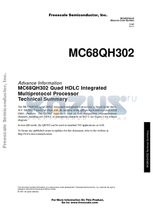 MC68QH302PV25 datasheet - Quad HDLC Integrated Multiprotocol Processor