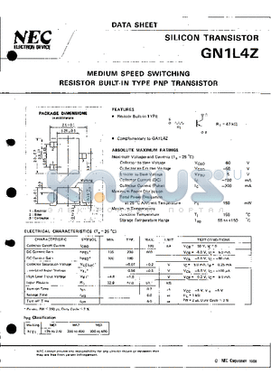 GN1L4Z datasheet - MEDIUM SPEED SWITCHING RESISTOR BUILT-IN TYPE PNP TRANSISTOR