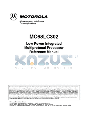 MC68LC302 datasheet - Low Power Integrated Multiprotocol Processor Reference Manual