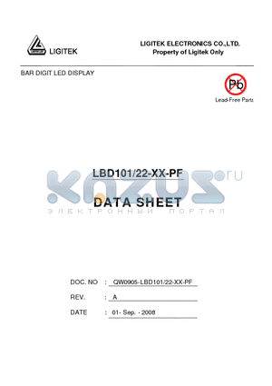 LBD101-22-XX-PF datasheet - BAR DIGIT LED DISPLAY