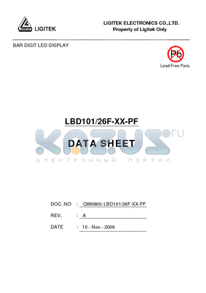 LBD101-26F-XX-PF datasheet - BAR DIGIT LED DISPLAY