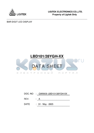 LBD101-28YGH-XX datasheet - BAR DIGIT LED DISPLAY