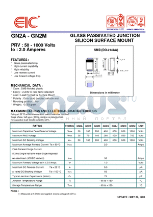 GN2G datasheet - GLASS PASSIVATED JUNCTION SILICON SURFACE MOUNT