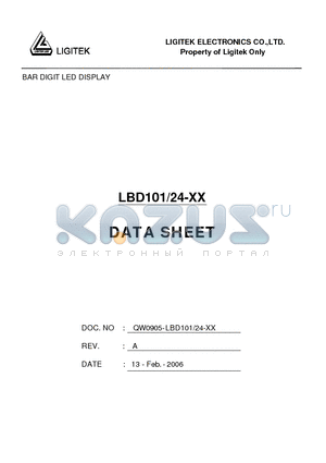 LBD101-24-XX datasheet - BAR DIGIT LED DISPLAY