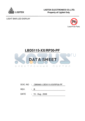 LBD5115-XX-RP30-PF datasheet - LIGHT BAR LED DISPLAY