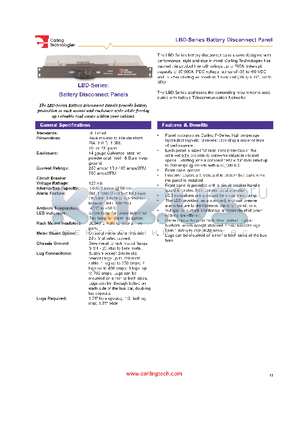 LBDP1-1-810-A-A-0-0-A datasheet - LBD-Series Battery Disconnect panel