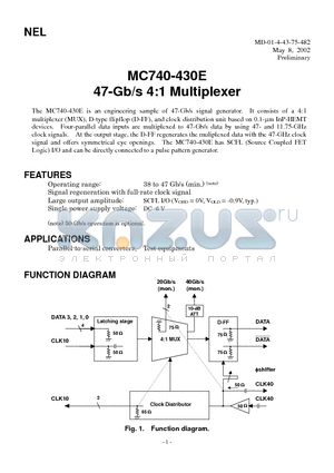 MC740-430E datasheet - 47-Gb/s 4:1 Multiplexer
