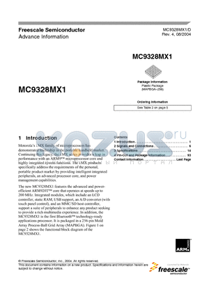 MC68SZ328 datasheet - i.MX Integrated Portable System Processor