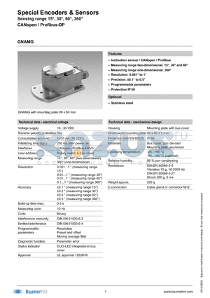 GNAMG.0213PA2 datasheet - Special Encoders & Sensors