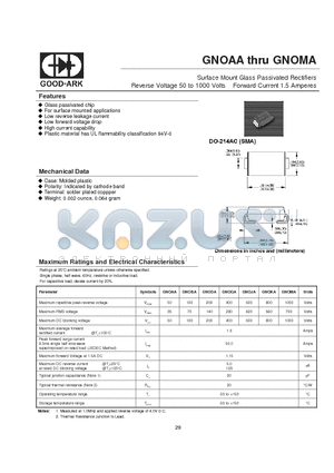 GNOGA datasheet - Surface Mount Glass Passivated Rectifiers