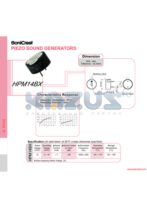 HPM14BX datasheet - PIEZO SOUND GENERATORS