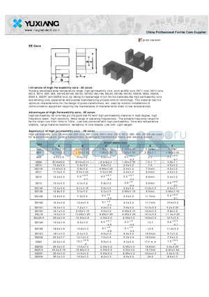 EE11 datasheet - EE Core