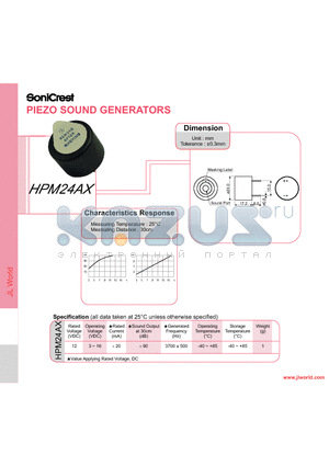 HPM24AX datasheet - PIEZO SOUND GENERATORS